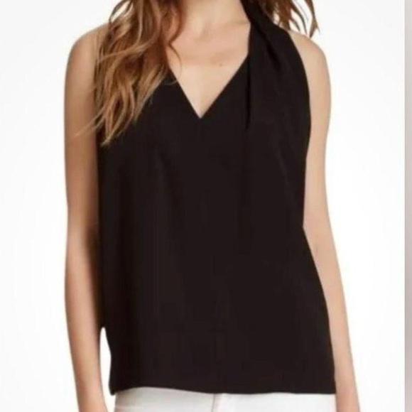 DIANE VON FURSTENBERG reagan drapey sleeveless blouse top black size M - Picture 1 of 10